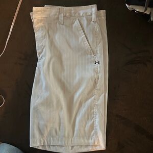 Under Armour White Pinstripe Golf Shorts